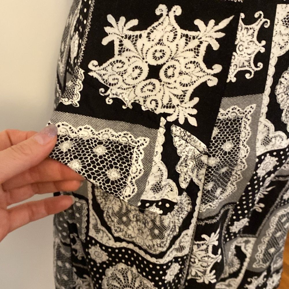 Vintage 90's Black & White Patchwork Print Jumpsuit / Playsuit - Picture 5 of 15